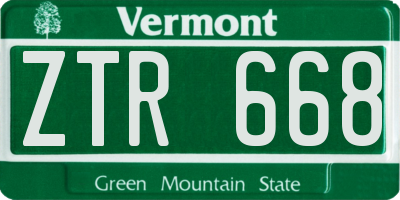 VT license plate ZTR668
