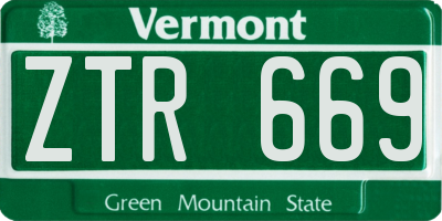 VT license plate ZTR669