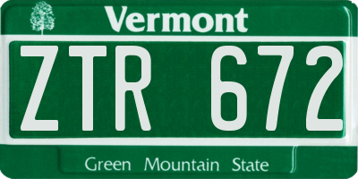 VT license plate ZTR672