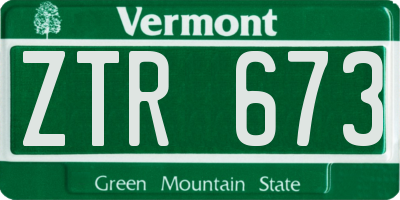 VT license plate ZTR673