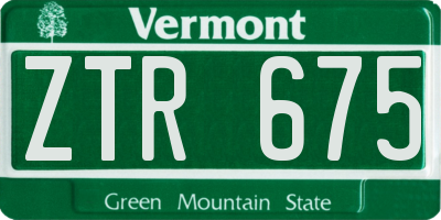 VT license plate ZTR675