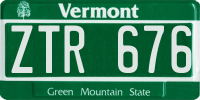 VT license plate ZTR676