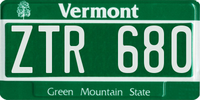 VT license plate ZTR680