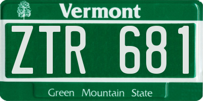 VT license plate ZTR681