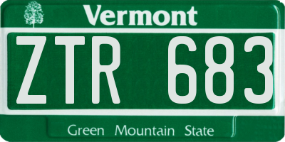 VT license plate ZTR683