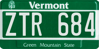 VT license plate ZTR684