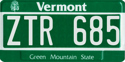 VT license plate ZTR685