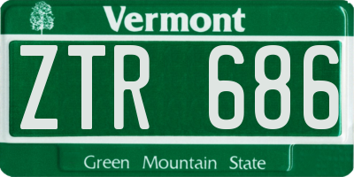 VT license plate ZTR686