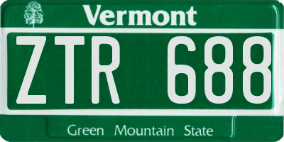 VT license plate ZTR688