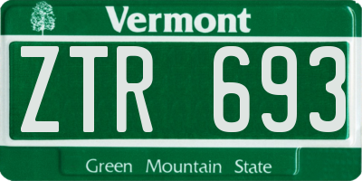VT license plate ZTR693