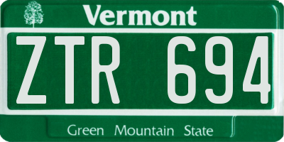 VT license plate ZTR694