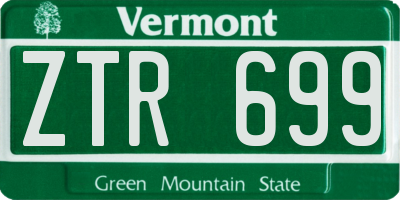 VT license plate ZTR699