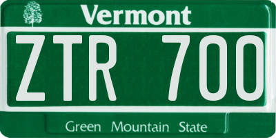 VT license plate ZTR700
