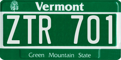 VT license plate ZTR701