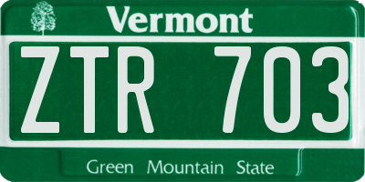 VT license plate ZTR703