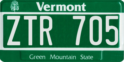 VT license plate ZTR705