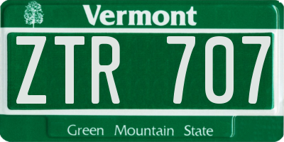 VT license plate ZTR707