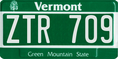 VT license plate ZTR709