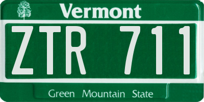 VT license plate ZTR711