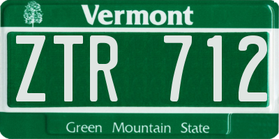 VT license plate ZTR712