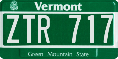 VT license plate ZTR717
