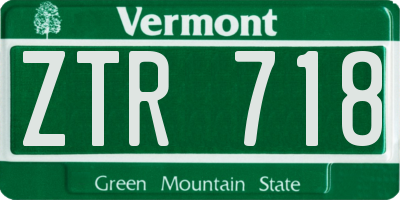 VT license plate ZTR718