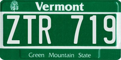 VT license plate ZTR719