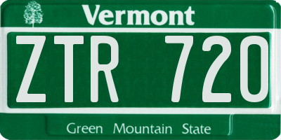VT license plate ZTR720