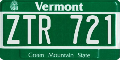 VT license plate ZTR721