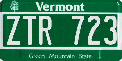 VT license plate ZTR723