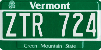 VT license plate ZTR724