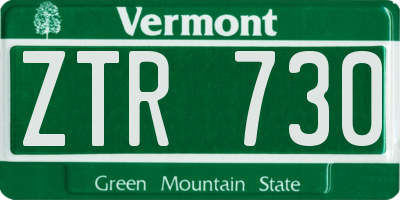 VT license plate ZTR730