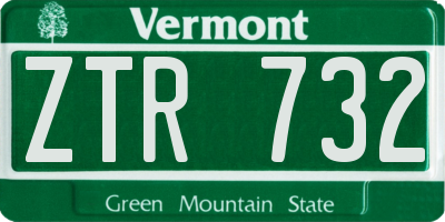 VT license plate ZTR732