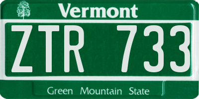 VT license plate ZTR733