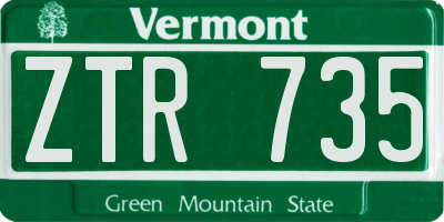 VT license plate ZTR735