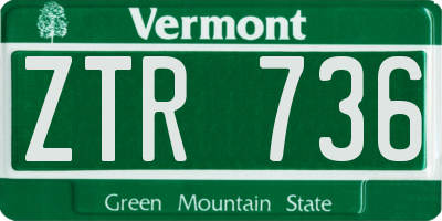 VT license plate ZTR736