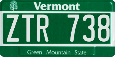 VT license plate ZTR738