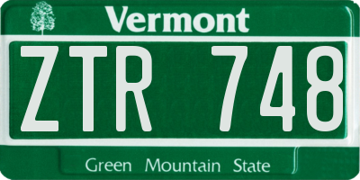 VT license plate ZTR748