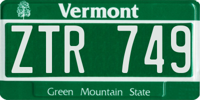 VT license plate ZTR749