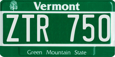VT license plate ZTR750