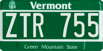 VT license plate ZTR755