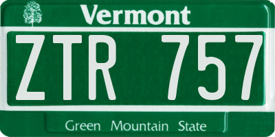 VT license plate ZTR757