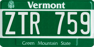 VT license plate ZTR759