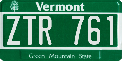 VT license plate ZTR761