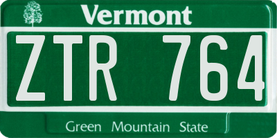 VT license plate ZTR764