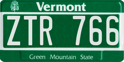 VT license plate ZTR766
