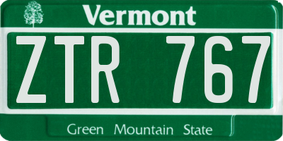 VT license plate ZTR767