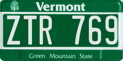 VT license plate ZTR769