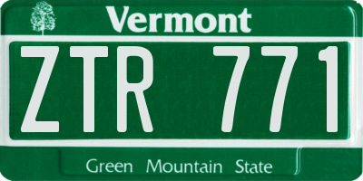 VT license plate ZTR771