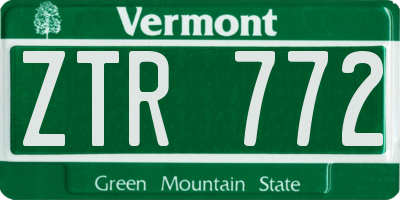 VT license plate ZTR772